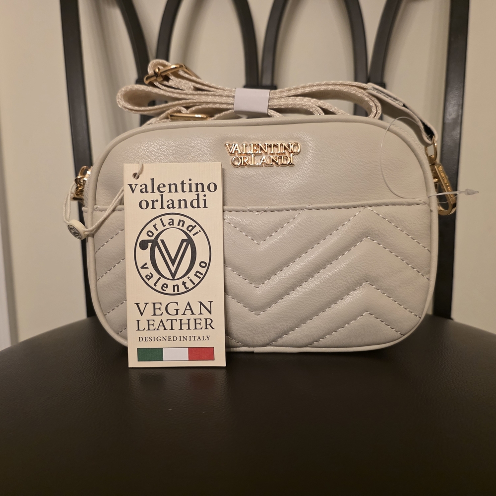NWT Valentino Orlandi Off-White Quilted Crossbody Bag - Picture 2 of 10